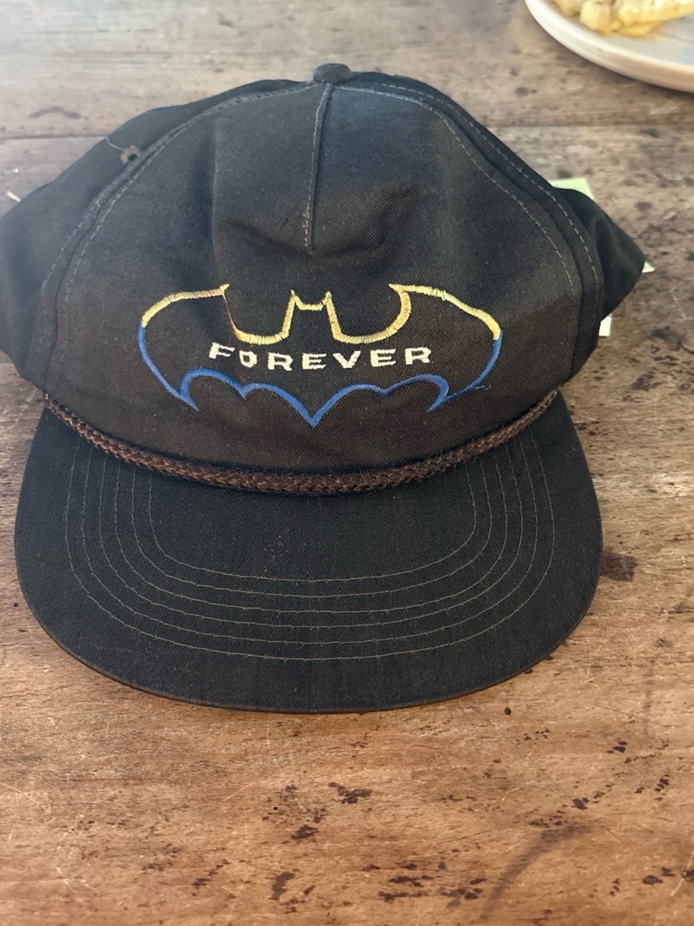 Black 'Forever' Embroidered Bat Logo Men's Cap